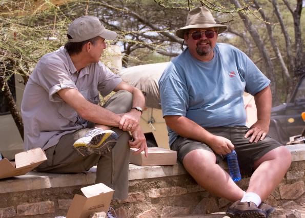 Serengeti-8669.jpg - Jim and Steve enjoying their box lunches at Naabi Gate