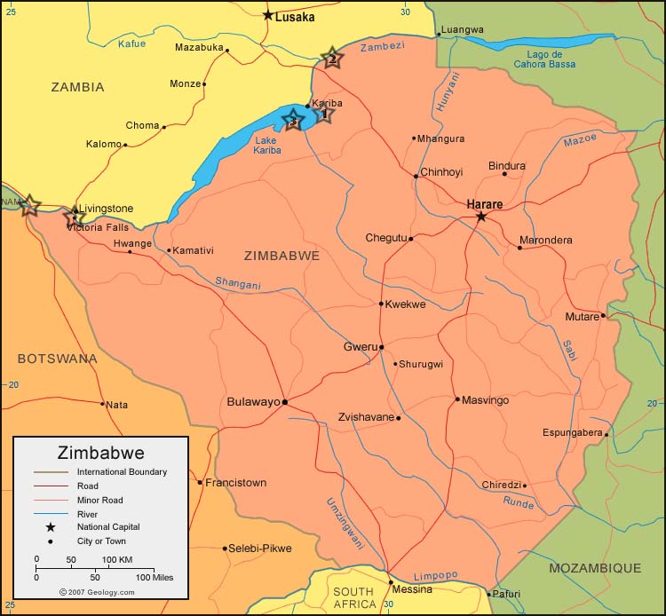 Map of Zimbabwe