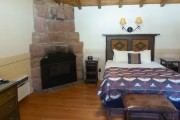 Our room in Zion National Park....did not need the fireplace