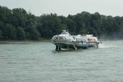 Passing a ferry while cruising into Bratislava