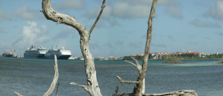 pan-6738-6739.jpg - View from private island of Cruise Ships docked at Aruba